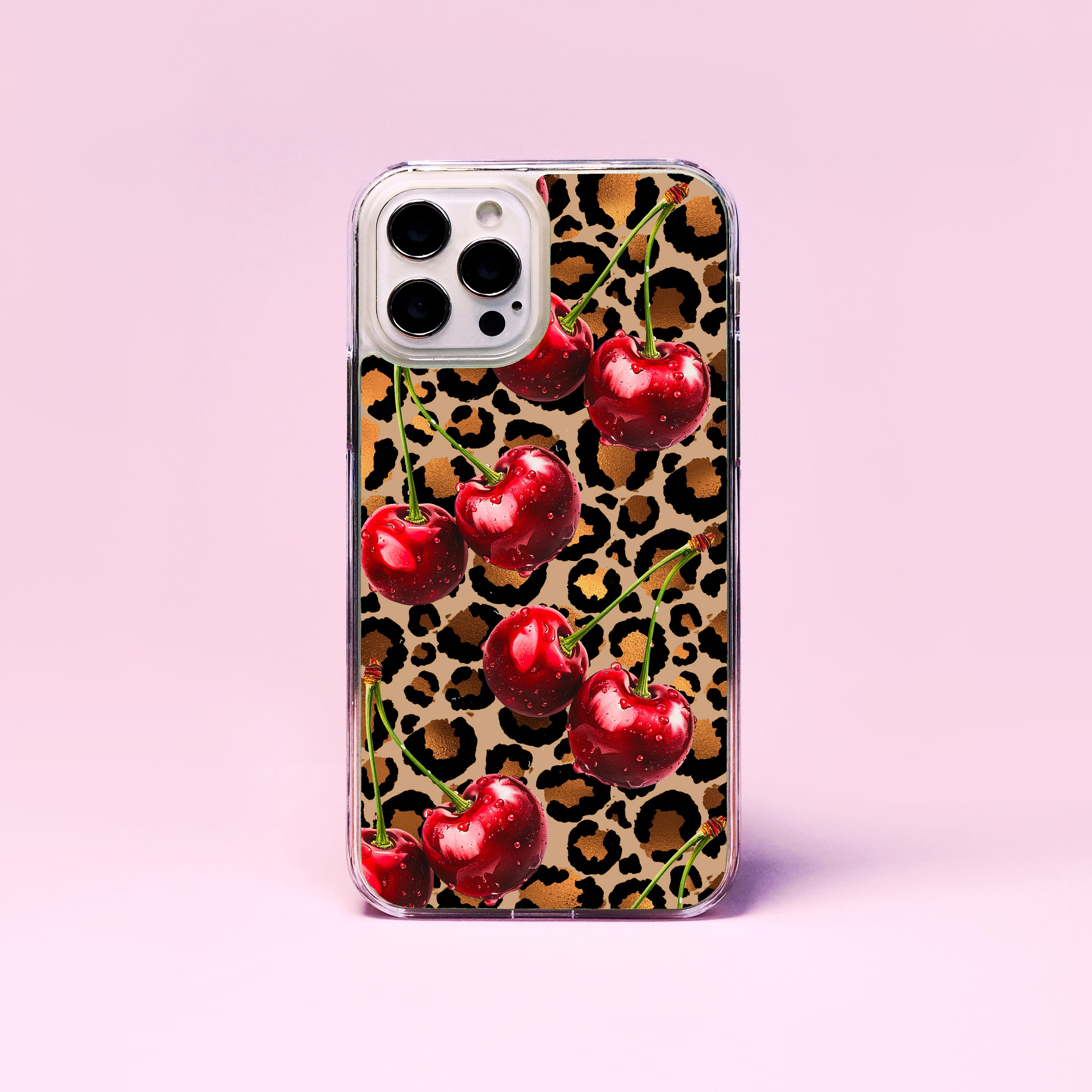 Cherry Leopard Cherries Animal Print Berry Berries Phone Plastic