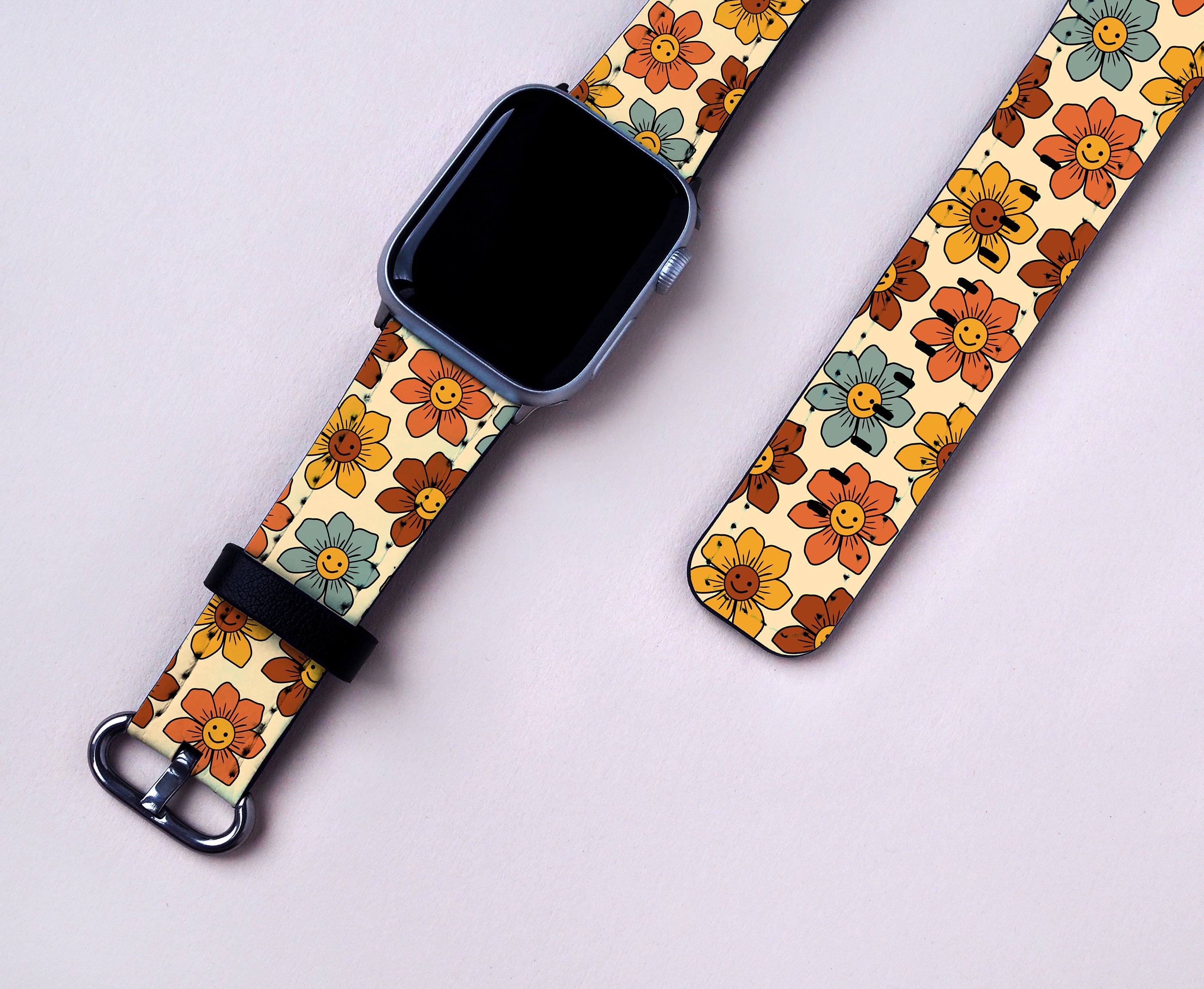 Retro Flower Strap + Case For Watch Band 38 Elastic Nylon Band For