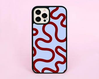 Swirls Brown Cool Blue Swirl Lines Abstract Geometric Pattern Phone Case/Cover For iPhone 12 13 14 15 16 Pro Max Mini Plus 16e 17 Air