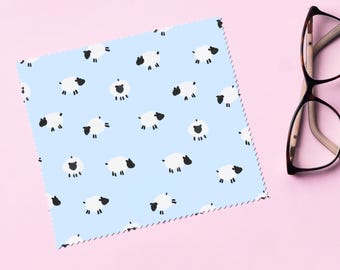 Baby Sheep Cute Lamb Pastel Blue Pattern Glasses Cloth Lens Cleaning Cloths