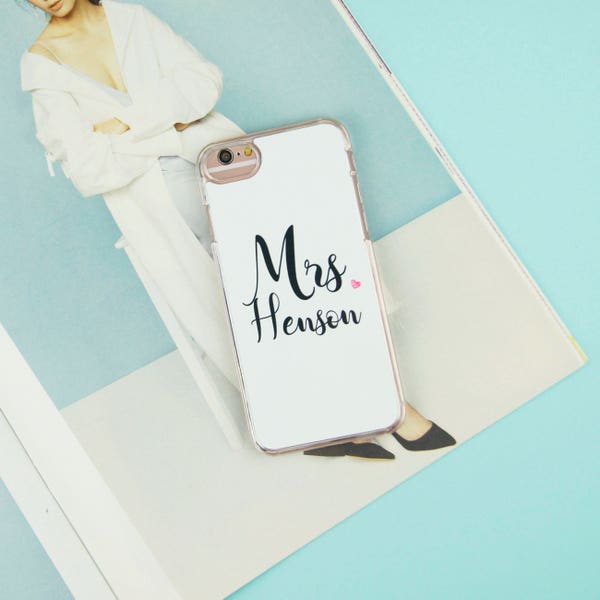 Mrs Wedding Bride Surname Name Custom Customised Personalised Phone Case/Cover For iPhone 11 13 14 15 Pro Max SE Samsung Galaxy A13 A53 5G