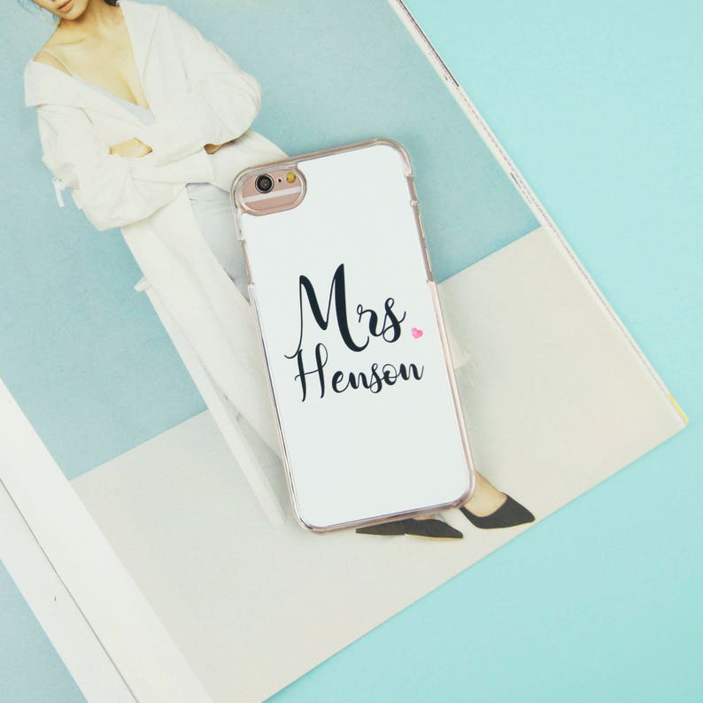 Mrs Wedding Bride Surname Name Custom Customised Personalised Phone Case/Cover For iPhone 11 13 14 15 Pro Max SE Samsung Galaxy A13 A53 5G image 1