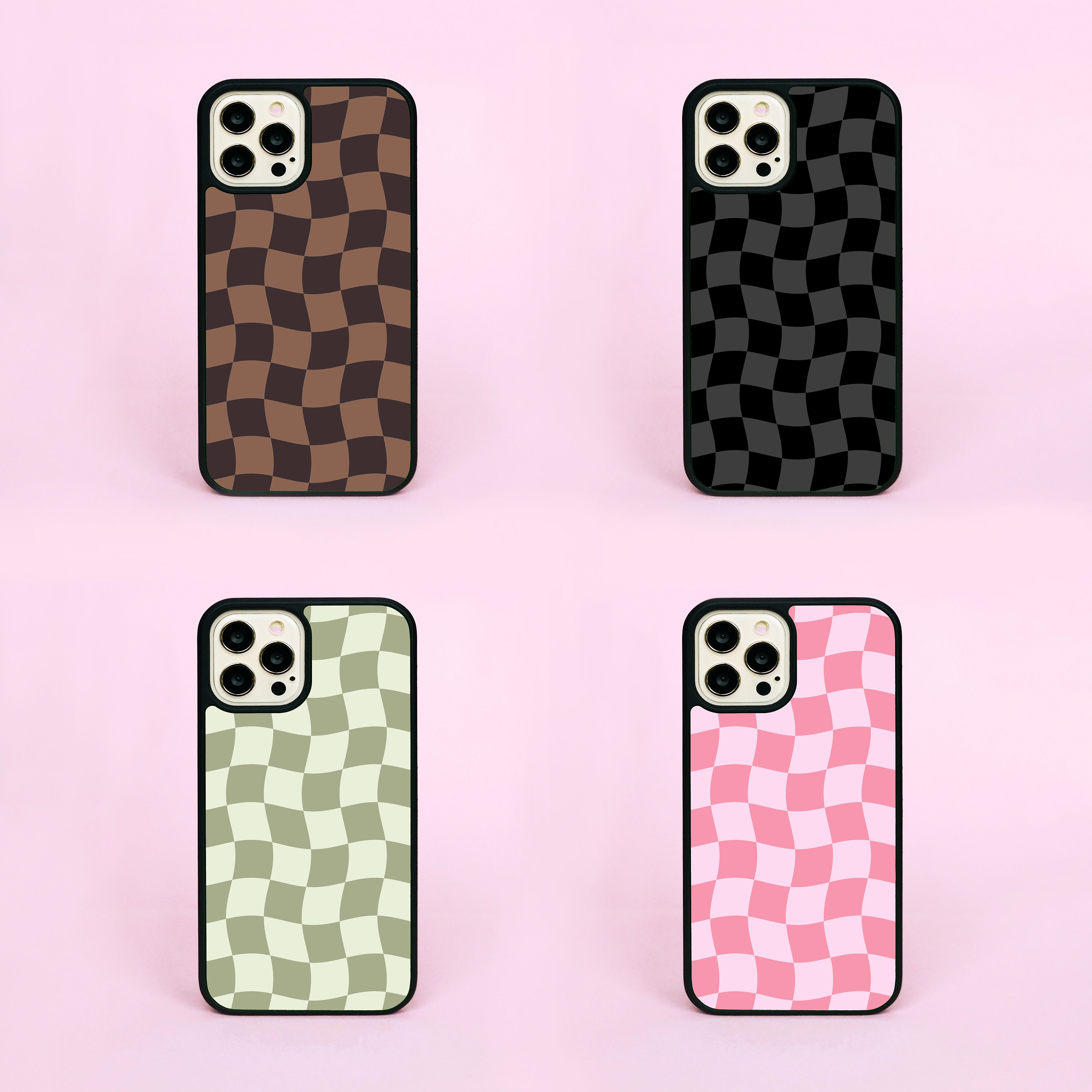 Pink Checkered iPhone case - choose your text! – Spikes and Seams