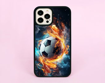 Football Fire Flames Ball Soccer Boys Girls Custom Phone Case/Cover For iPhone 7 11 12 13 14 15 Pro Max SE 2 Samsung Galaxy A13 A53 5G A71
