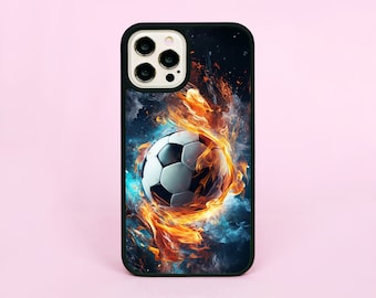 Football Fire Flames Ball Soccer Boys Girls Custom Phone Case/Cover For iPhone 11 12 13 14 15 16 Pro Max SE 16e
