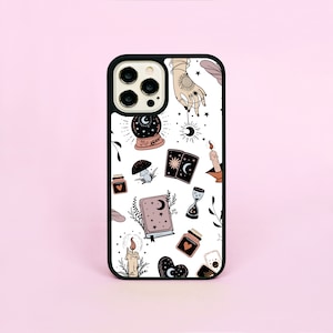Funda para teléfono con diseño de vela de tarot y hongo con patrón de bruja mística para iPhone XR 11 12 13 14 15 16 Pro Max Mini Plus SE 2 3 16e