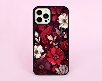 Custodia in plastica per telefono con fiori di papavero rosso marrone rossiccio/copertura per iPhone XR 11 12 13 14 15 Pro Max SE Samsung Galaxy A13 A21s A71 A53 5G