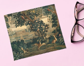 French Tapestry Verdure with Château and Garden Goose And Skunk Bird Art Glasses Cloth Lens Cleaning Cloths