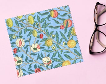 William Morris Four Fruits Pattern Blue Lemons Figs Vintage Fruit Glasses Cloth Lens Cleaning Cloths