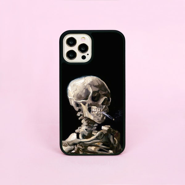Skeleton with Burning Cigarette Vincent Van Gogh Phone Case/Cover For iPhone 11 12 13 14 15 Pro Max Mini SE Samsung Galaxy A13 A21s A53 5G