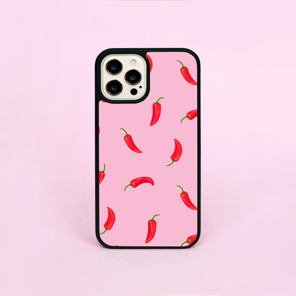 Chilli Peppers Pepper Pattern Pink Phone Plastic Case/Cover For iPhone 7 XR 11 12 13 14 15 Pro Max Mini SE Samsung Galaxy A13 A21s A53 5G