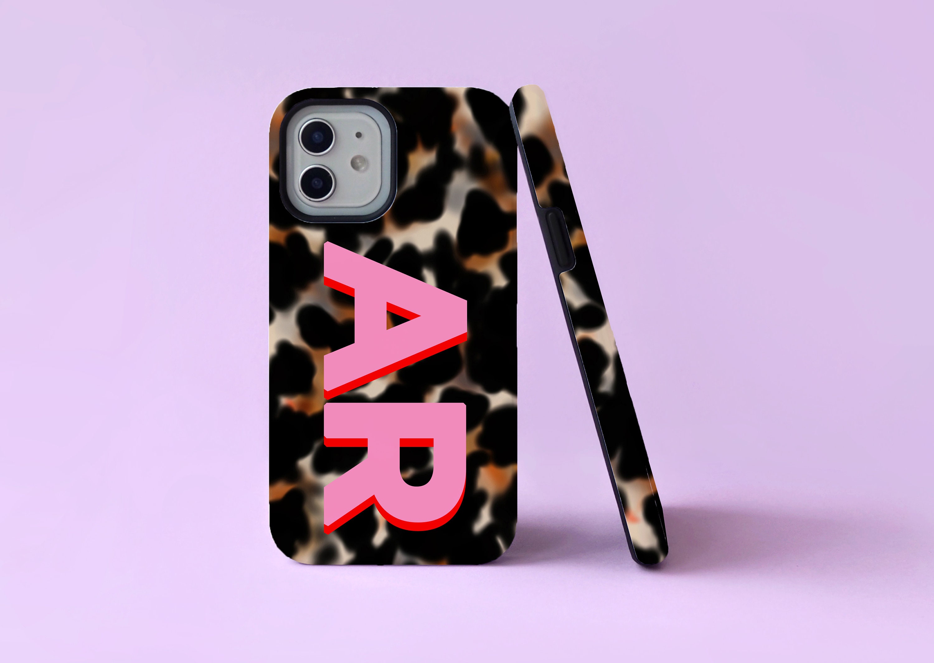 Tortoiseshell Initials Personalised Monogram Tough Phone Case/Cover For iPhone 11 12 13 14 15 16 Pro Max Mini SE Plus