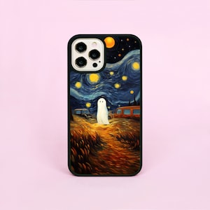 Leuke Spook In Van Gogh Schilderij Halloween Spoken Sterrennacht Custom Telefoon Case/Cover Voor iPhone 11 12 13 14 15 16 Pro Max Plus SE 2 3 16e