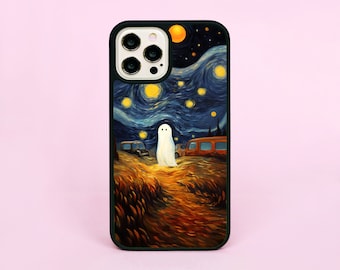 Cute Ghost In Van Gogh Painting Halloween Ghosts Starry Night Custom Phone Case/Cover For iPhone 11 12 13 14 15 16 Pro Max Plus SE 2 3 16e