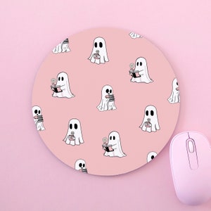 Geister, die Bücher lesen Nettes Baby-Geist-Muster Halloween maßgefertigte Mausmatte für PC-Mac-Computer