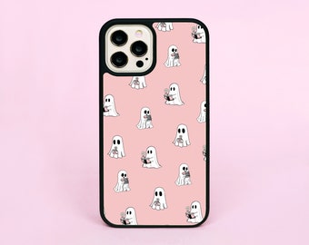 Ghosts With Books Reading Ghost Halloween Bookworm Pink Cute Pattern Custom Phone Case/Cover For iPhone 11 12 13 14 15 16 Pro Max SE 16e