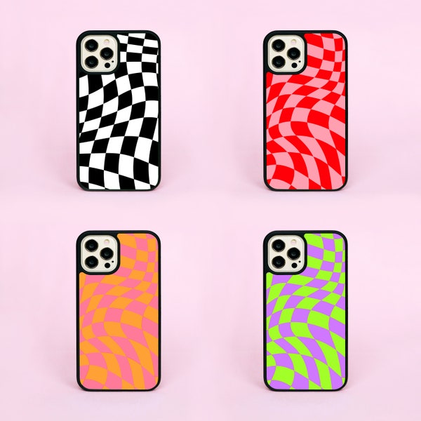 Wavy Checkered Checkerboard Checkers Phone Case/Cover For iPhone 7 8 Plus XR 11 12 13 14 15 Pro Max Mini SE 2 3 Samsung A13 A53 5G A71