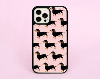 Sausage Dogs Dachshunds Puppy Puppies Pink Pattern Custom Made Phone Case/Cover For iPhone 11 12 13 14 15 16 Pro Max SE 16e Mini Plus