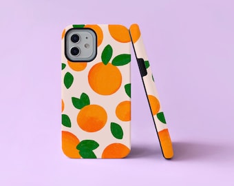 Orangen Abstraktes ästhetisches oranges Muster 2 in 1 robuste Telefonhülle für iPhone 7 11 12 13 14 15 16 Pro Max Plus Mini SE 2 3