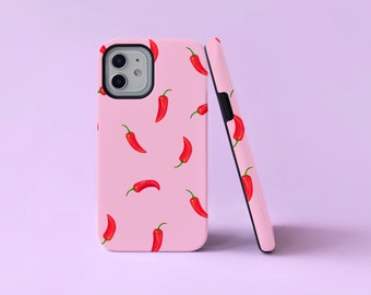Chilli Pepper Hot Peppers Pattern 2 in 1 Tough Phone Case/Cover For iPhone 7 11 12 13 14 15 16 Pro Max Plus Mini SE 2 3