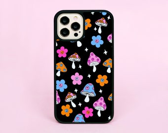 Groovy Mushrooms Smiles Flowers Eyes Pattern Custom Phone Case/Cover For iPhone 7 11 12 13 14 Pro Max SE Samsung Galaxy A13 A21s A71 A53 5G