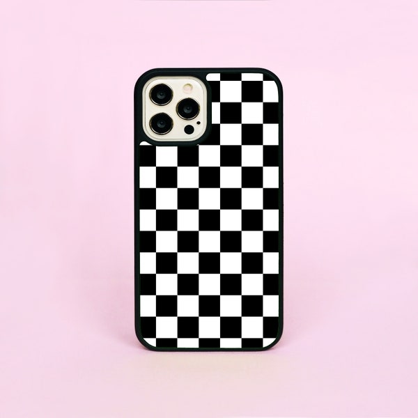 Checkered Checkerboard Check Checkers Black And & White Phone Case/Cover For iPhone 11 12 13 14 15 Pro Max Mini SE Samsung Galaxy A13 A71