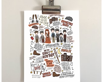 Newsies Broadway Musical Doodles/Illustration - Print - Wall Art