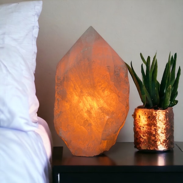 Rose Quartz Crystal Lamp, Crystal Night Light, Quartz Point Crystal Table Lamp, Natural Stone Home Decor