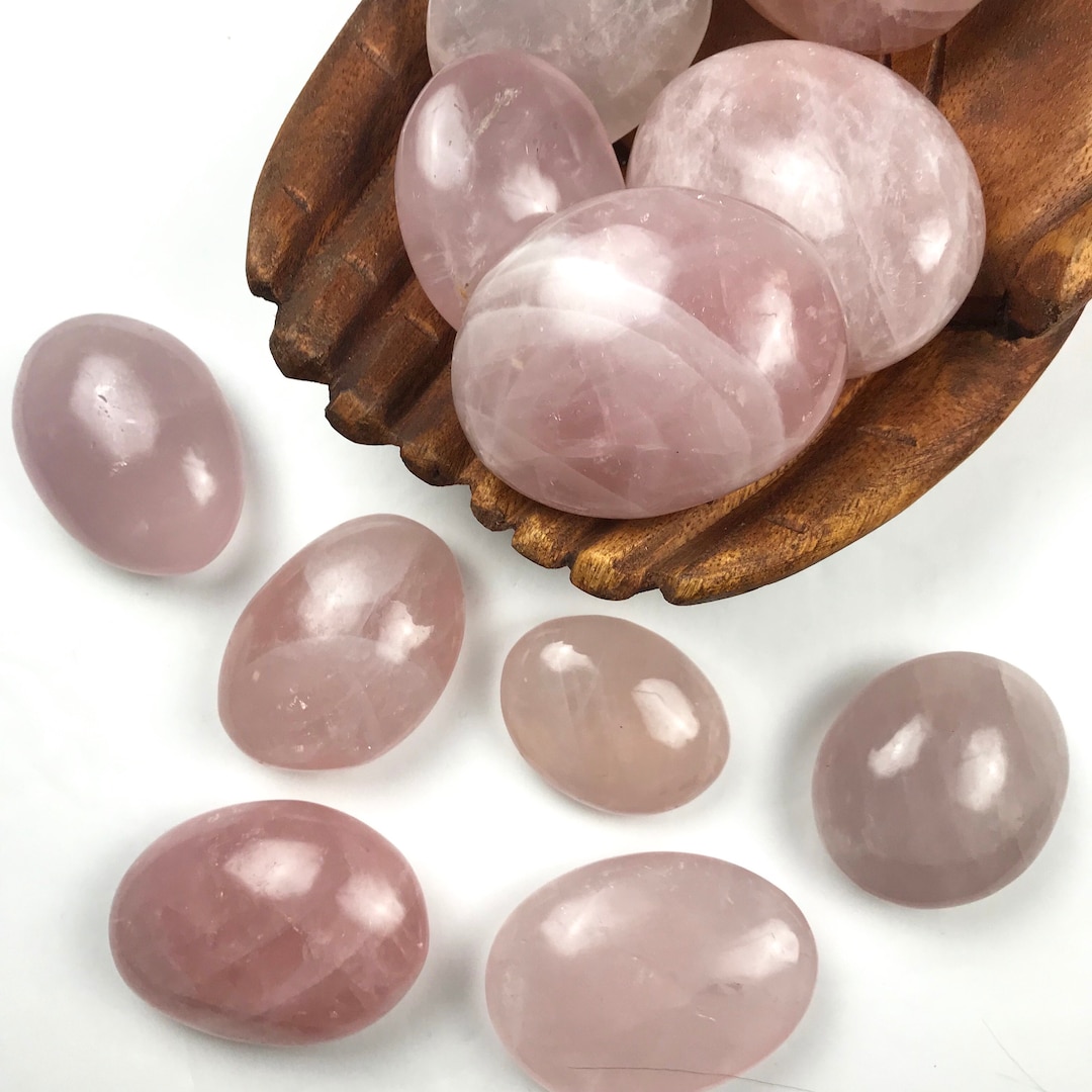 Rose Quartz Palm Stone Polished Rose Quartz Massage Stone Etsy