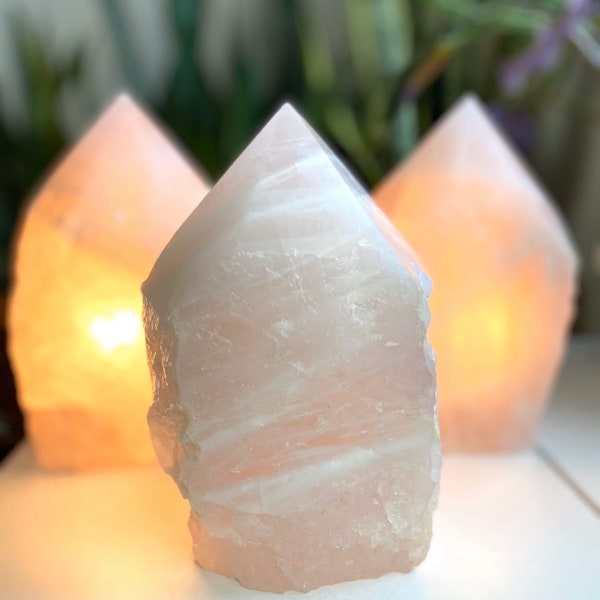 Rose Quartz Crystal Lamp, Crystal Night Light, Quartz Point Crystal Table Lamp, Natural Stone Home Decor