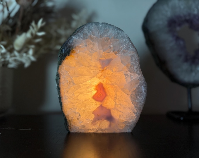 Agate Geode Crystal Table Lamp: Natural Gemstone Night Light - Etsy