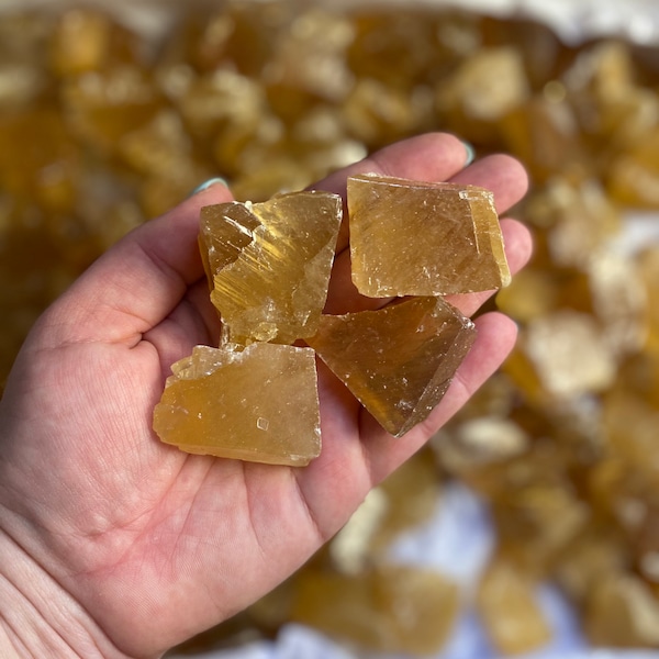 Raw Honey Calcite Crystal Pieces, Golden Calcite Rough Material, Amber Calcite Unpolished