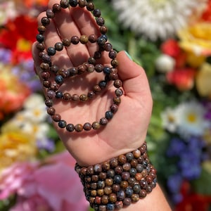 Pietersite 8 mm Beaded Bracelet, Pietersite Gemstone Bracelet, Unisex Stretch Crystal Bracelet