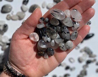 Black Tourmalinated Quartz Tumbled Stone | Black Tourmaline Quartz | Tourmalated Crystal | Protection Stone | Pocket Stone