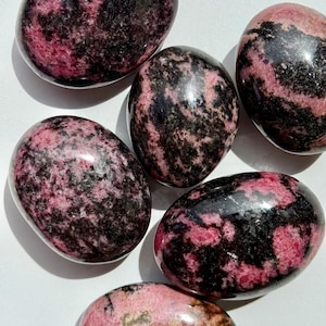 Rhodonite Palm Stone, High Quality Pink Polished Rhodonite Gallet