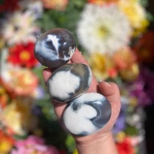 Orca Agate Polished Palm Stone, High Quality Agate Gallet