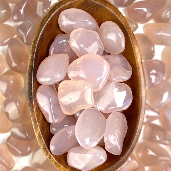 Pink Chalcedony Tumbled Stone, Rare High Quality Polished Pocket Stone, 20-40 mm