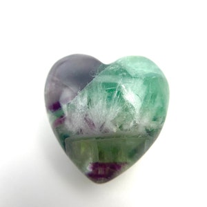 Rainbow Fluorite Gemstone Heart, Colorful Rainbow Natural Fluorite Carving, Pocket Sized Crystal Heart