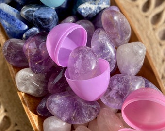 XL Tumbled Stone filled Easter Eggs, Color-Coordinated Gemstone filled Easter Eggs, Assorted Colors