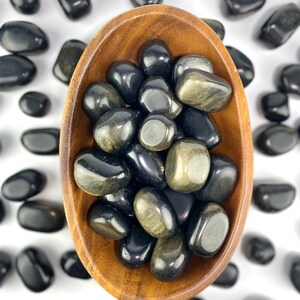Gold Sheen Obsidian Tumbled Stone, Flashy Gold Sheen Pocket Stone, .75-1"