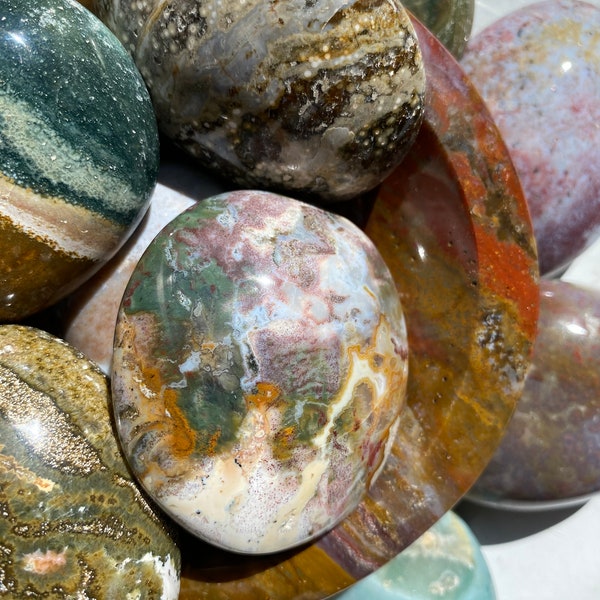 Ocean Jasper Palm Stones, Choose your Own High Quality Polished Smooth Stone