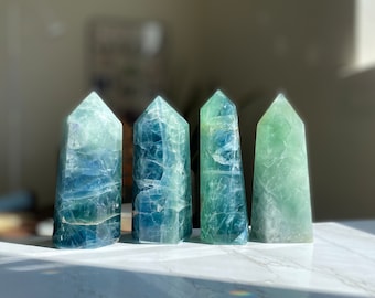 Large Polished Fluorite Point Tower: Natural Crystal Generator