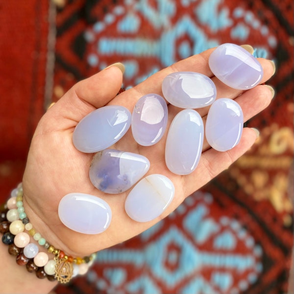 Blue Chalcedony Polished Stone, High Quality Turkish Blue Chalcedony Smooth Gemstone