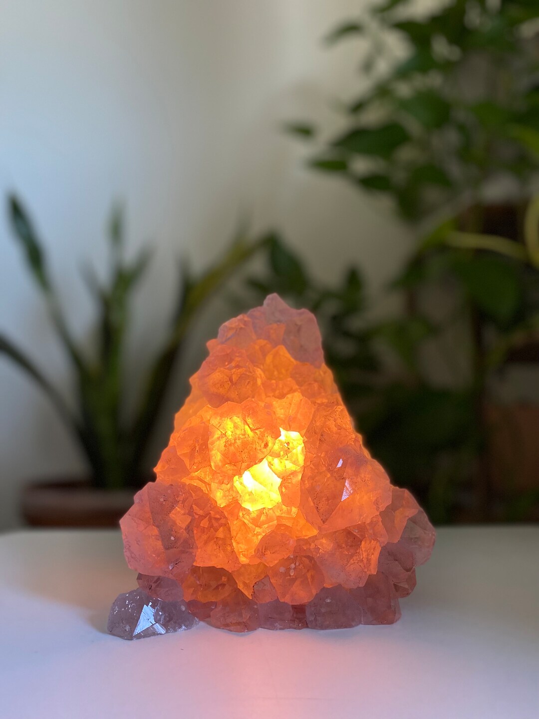 Amethyst Crystal Lamp, Unique Boho Table Lamp, Amethyst Cluster Nightlight, Healing Crystal Lamp