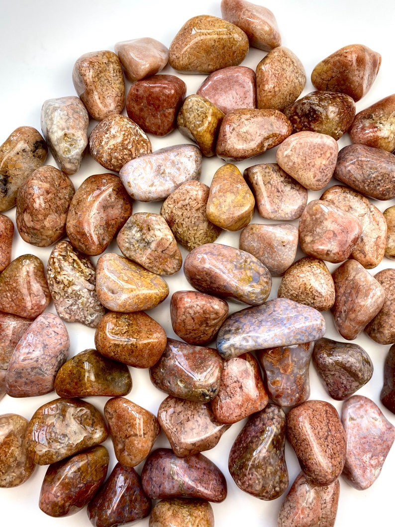 Pink Moss Agate Tumbled Stone Pocket Stone Tumbled Moss | Etsy