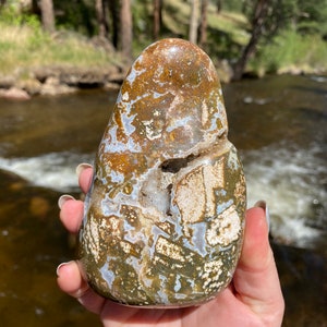 Druzy Ocean Jasper Free Form, Self Standing 5&quot; Madagascan Ocean Jasper