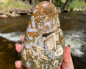 Druzy Ocean Jasper Free Form: Madagascan Crystal Decor (5 inch)