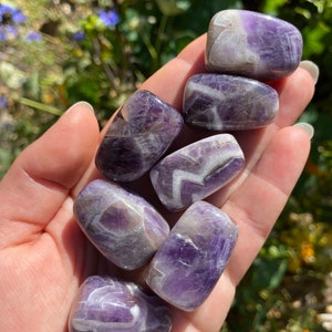 Chevron Amethyst Rectangular Polished Stone, Dream Amethyst Crystal, Chevron Amethyst, Tumbled Pocket Stone