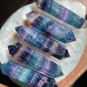 AA Rainbow Fluorite Double Terminated Point, Polished Natural Fluorite Double Point, High Quality Rainbow Fluorite, Fluorite Generator