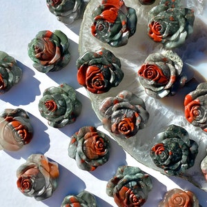 Bloodstone Carved Crystal Rose, Crystal Gift for Loved One, High Quality Gemstone Carving image 1